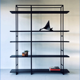 Yoko Shelf 2 - Black modern bookshelf with decor.