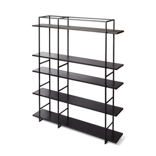 Modern black bookshelf with multiple shelves