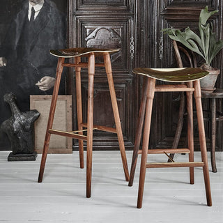 Dowel-legged bar stools with decorative seats
