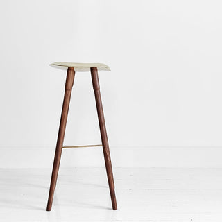 Dowel stool with wooden legs