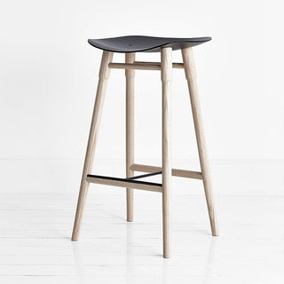 Dowel stool with black seat