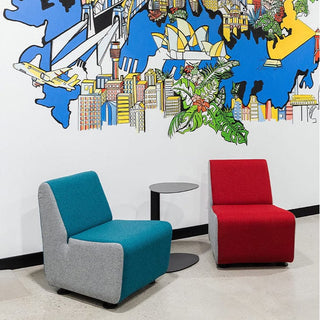 InstaPRM square seating area with colorful mural backdrop