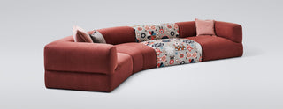Modern sectional sofa with patterned cushions